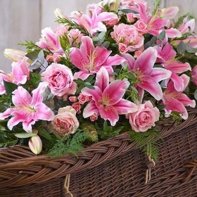 Lily and Rose Casket Spray Pink